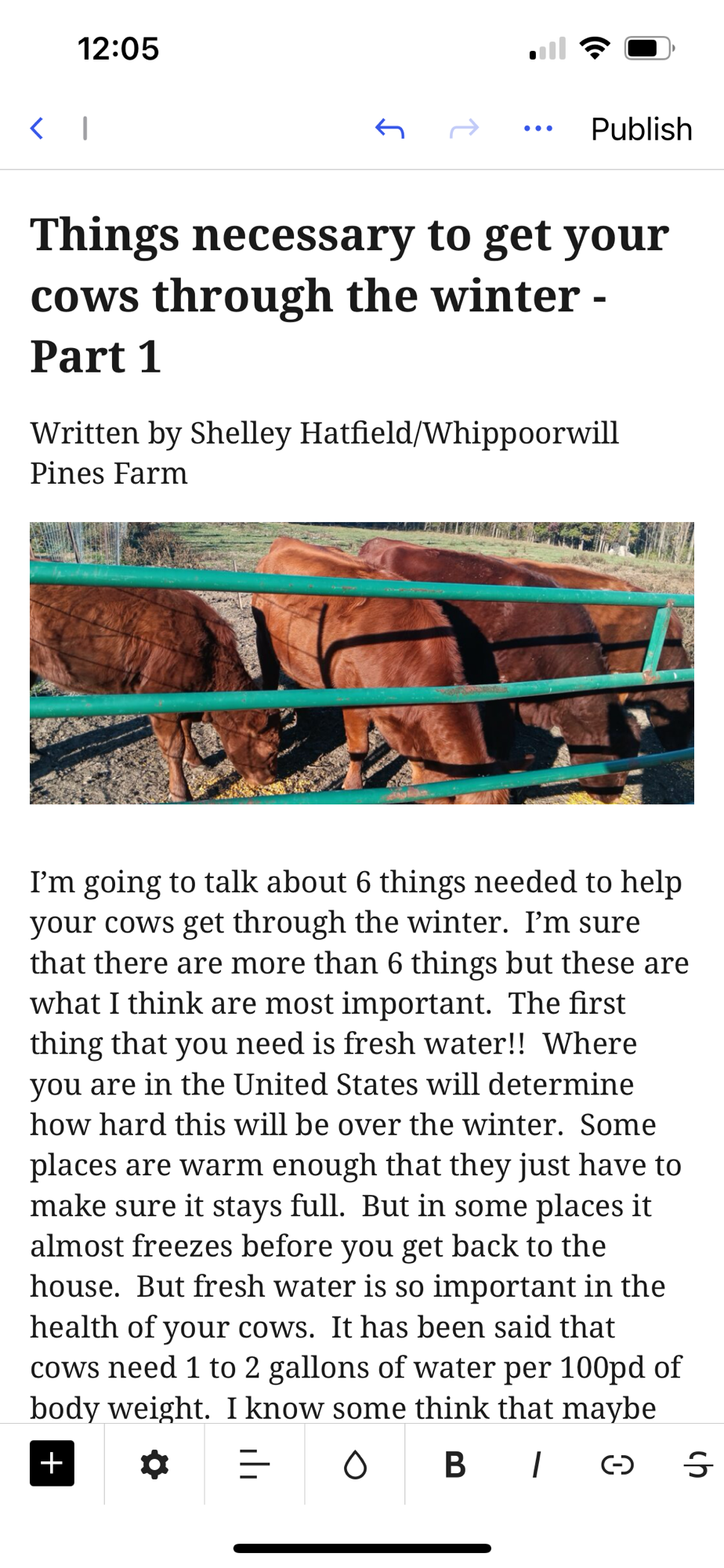 Things necessary to get your cows through the winter – Part 1